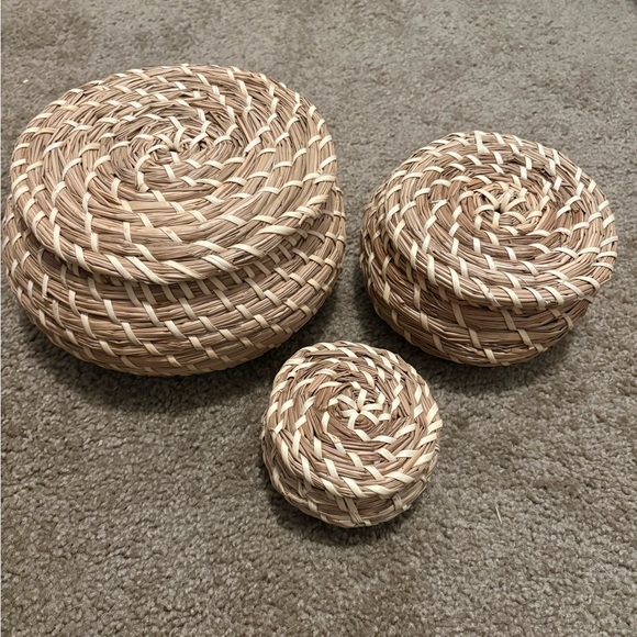 Set of 3 Rattan Storage Baskets - Picture 2 of 3
